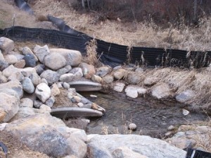 Culverts and silt fence along stream outside Kalispell, MT