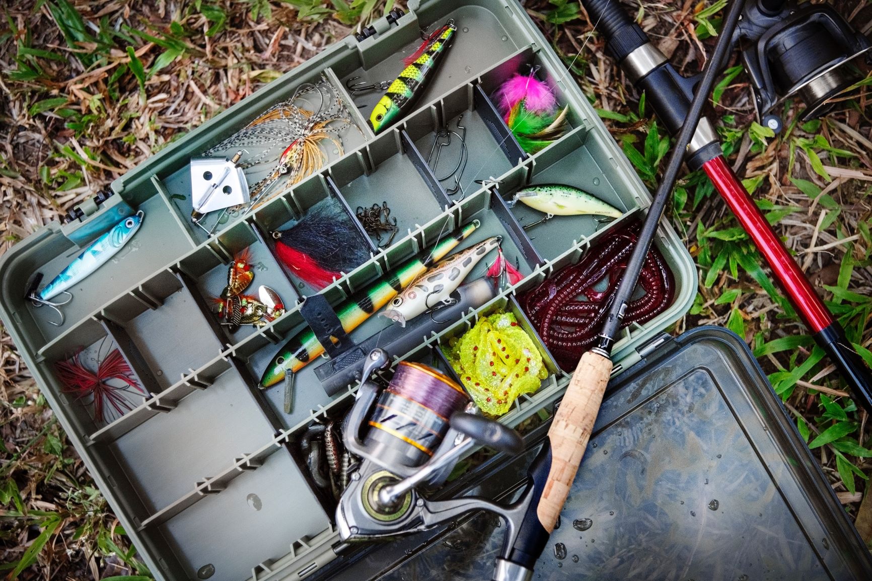 Colorful fishing tackle box